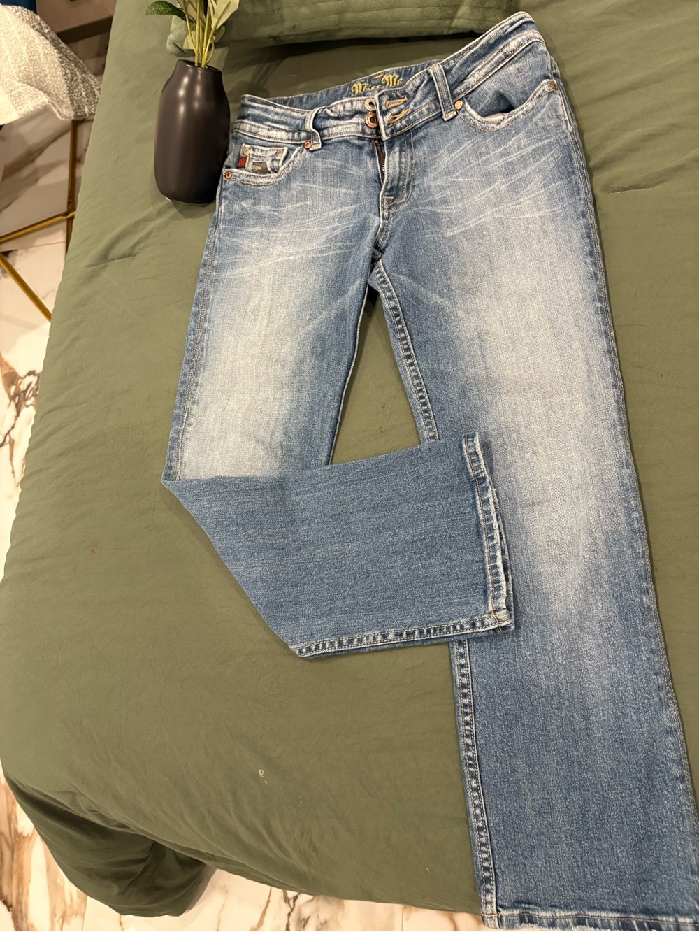 Miss Me Men's Light Blue Washed Straight Jeans